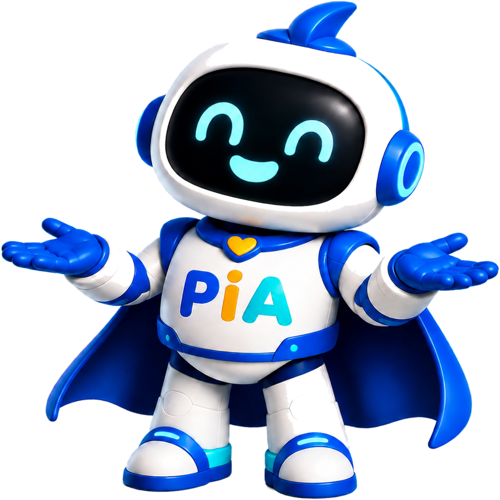 Mascote PIA acenando